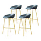 Glam Counter Bar Stool Armless Leather Bar Stool with Footrest Steel Base Gold Blue 4 Piece Set Clearhalo 'Bar Furniture' 'Bar Stools' 'bar_stools' 'furn' 'furn_bar_stools' 'furniture_bar_stools' 'Kitchen & Dining Furniture' 'kitchen&dining_furn' 'kitchen' 'kitchen_furn' Furniture' 4297231