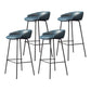 Glam Counter Bar Stool Armless Leather Bar Stool with Footrest Steel Base Black Blue 4 Piece Set Clearhalo 'Bar Furniture' 'Bar Stools' 'bar_stools' 'furn' 'furn_bar_stools' 'furniture_bar_stools' 'Kitchen & Dining Furniture' 'kitchen&dining_furn' 'kitchen' 'kitchen_furn' Furniture' 4297234