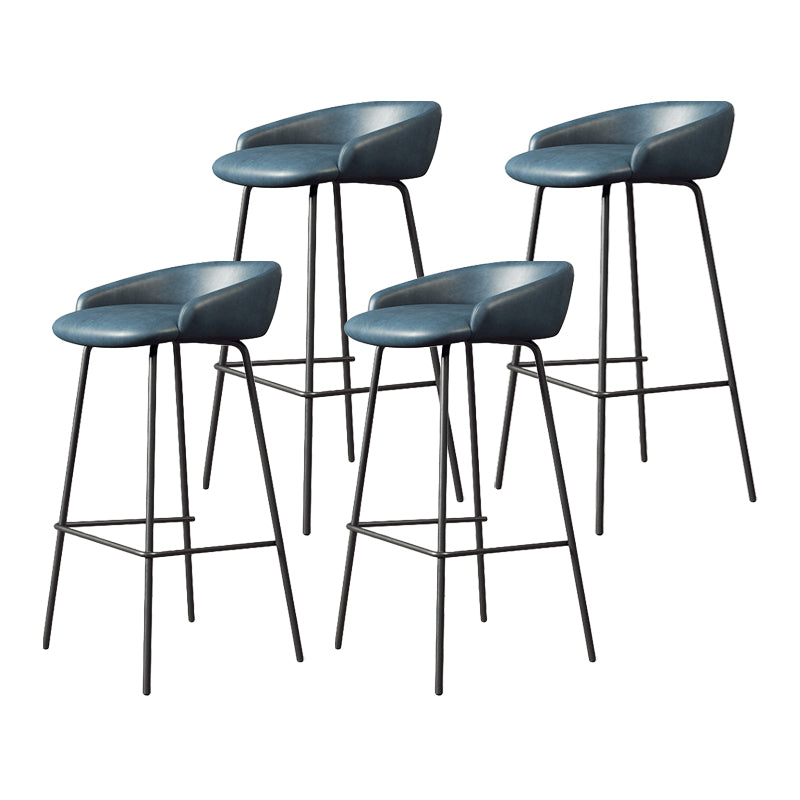 Glam Counter Bar Stool Armless Leather Bar Stool with Footrest Steel Base Black Blue 4 Piece Set Clearhalo 'Bar Furniture' 'Bar Stools' 'bar_stools' 'furn' 'furn_bar_stools' 'furniture_bar_stools' 'Kitchen & Dining Furniture' 'kitchen&dining_furn' 'kitchen' 'kitchen_furn' Furniture' 4297234