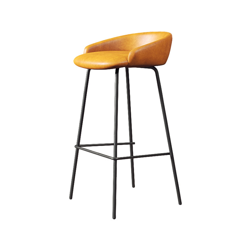 Glam Counter Bar Stool Armless Leather Bar Stool with Footrest Steel Base Black Yellow 1 Piece Clearhalo 'Bar Furniture' 'Bar Stools' 'bar_stools' 'furn' 'furn_bar_stools' 'furniture_bar_stools' 'Kitchen & Dining Furniture' 'kitchen&dining_furn' 'kitchen' 'kitchen_furn' Furniture' 4297235