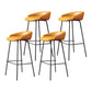 Glam Counter Bar Stool Armless Leather Bar Stool with Footrest Steel Base Black Yellow 4 Piece Set Clearhalo 'Bar Furniture' 'Bar Stools' 'bar_stools' 'furn' 'furn_bar_stools' 'furniture_bar_stools' 'Kitchen & Dining Furniture' 'kitchen&dining_furn' 'kitchen' 'kitchen_furn' Furniture' 4297237