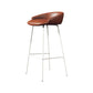 Glam Counter Bar Stool Armless Leather Bar Stool with Footrest Steel Base White Brown 1 Piece Clearhalo 'Bar Furniture' 'Bar Stools' 'bar_stools' 'furn' 'furn_bar_stools' 'furniture_bar_stools' 'Kitchen & Dining Furniture' 'kitchen&dining_furn' 'kitchen' 'kitchen_furn' Furniture' 4297238