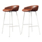 Glam Counter Bar Stool Armless Leather Bar Stool with Footrest Steel Base White Brown 2 Piece Set Clearhalo 'Bar Furniture' 'Bar Stools' 'bar_stools' 'furn' 'furn_bar_stools' 'furniture_bar_stools' 'Kitchen & Dining Furniture' 'kitchen&dining_furn' 'kitchen' 'kitchen_furn' Furniture' 4297239