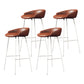 Glam Counter Bar Stool Armless Leather Bar Stool with Footrest Steel Base White Brown 4 Piece Set Clearhalo 'Bar Furniture' 'Bar Stools' 'bar_stools' 'furn' 'furn_bar_stools' 'furniture_bar_stools' 'Kitchen & Dining Furniture' 'kitchen&dining_furn' 'kitchen' 'kitchen_furn' Furniture' 4297240