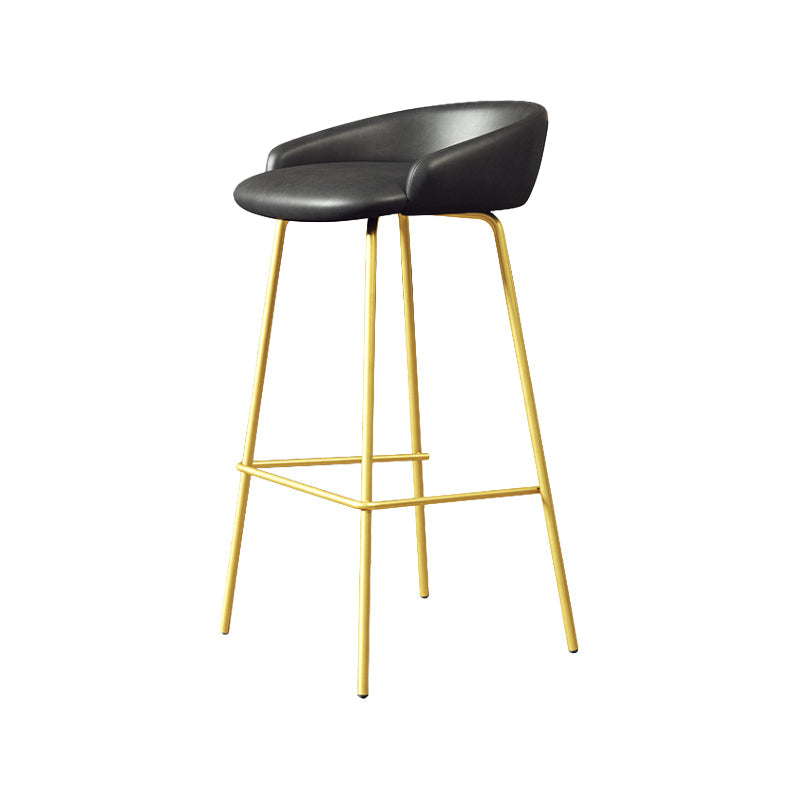Glam Counter Bar Stool Armless Leather Bar Stool with Footrest Steel Base Gold Black 1 Piece Clearhalo 'Bar Furniture' 'Bar Stools' 'bar_stools' 'furn' 'furn_bar_stools' 'furniture_bar_stools' 'Kitchen & Dining Furniture' 'kitchen&dining_furn' 'kitchen' 'kitchen_furn' Furniture' 4297241