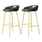 Glam Counter Bar Stool Armless Leather Bar Stool with Footrest Steel Base Gold Black 2 Piece Set Clearhalo 'Bar Furniture' 'Bar Stools' 'bar_stools' 'furn' 'furn_bar_stools' 'furniture_bar_stools' 'Kitchen & Dining Furniture' 'kitchen&dining_furn' 'kitchen' 'kitchen_furn' Furniture' 4297242