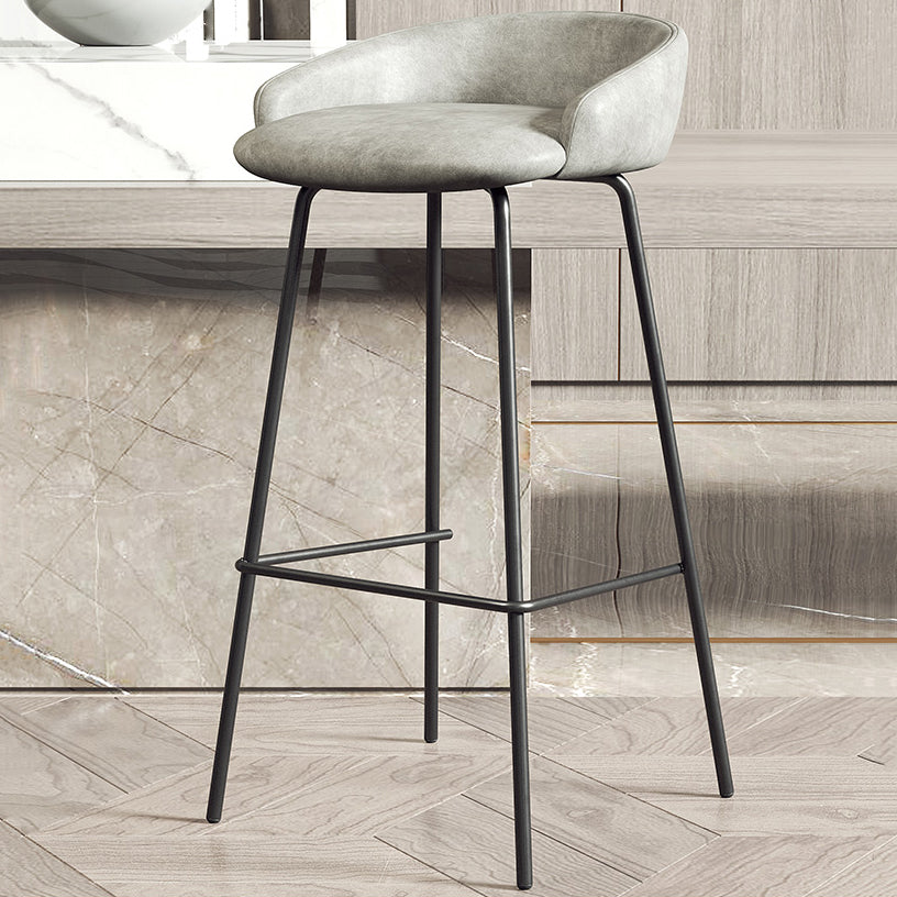 Glam Counter Bar Stool Armless Leather Bar Stool with Footrest Steel Base Black Gray 1 Piece Clearhalo 'Bar Furniture' 'Bar Stools' 'bar_stools' 'furn' 'furn_bar_stools' 'furniture_bar_stools' 'Kitchen & Dining Furniture' 'kitchen&dining_furn' 'kitchen' 'kitchen_furn' Furniture' 4297244