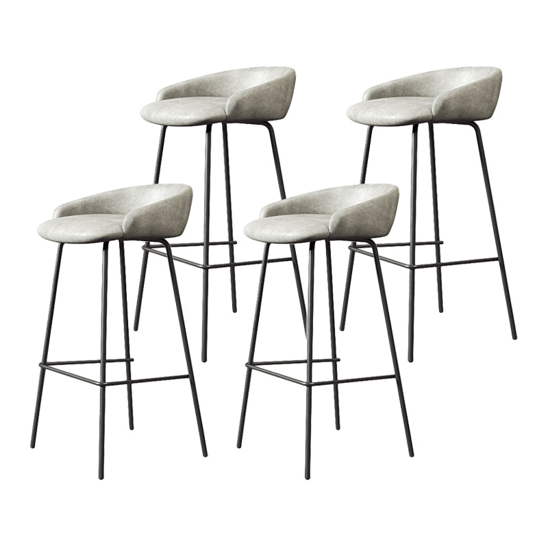 Glam Counter Bar Stool Armless Leather Bar Stool with Footrest Steel Base Black Gray 4 Piece Set Clearhalo 'Bar Furniture' 'Bar Stools' 'bar_stools' 'furn' 'furn_bar_stools' 'furniture_bar_stools' 'Kitchen & Dining Furniture' 'kitchen&dining_furn' 'kitchen' 'kitchen_furn' Furniture' 4297246