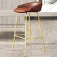 Glam Counter Bar Stool Armless Leather Bar Stool with Footrest Steel Base Gold Brown 1 Piece Clearhalo 'Bar Furniture' 'Bar Stools' 'bar_stools' 'furn' 'furn_bar_stools' 'furniture_bar_stools' 'Kitchen & Dining Furniture' 'kitchen&dining_furn' 'kitchen' 'kitchen_furn' Furniture' 4297247