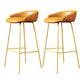 Glam Counter Bar Stool Armless Leather Bar Stool with Footrest Steel Base Gold Yellow 2 Piece Set Clearhalo 'Bar Furniture' 'Bar Stools' 'bar_stools' 'furn' 'furn_bar_stools' 'furniture_bar_stools' 'Kitchen & Dining Furniture' 'kitchen&dining_furn' 'kitchen' 'kitchen_furn' Furniture' 4297251