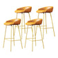 Glam Counter Bar Stool Armless Leather Bar Stool with Footrest Steel Base Gold Yellow 4 Piece Set Clearhalo 'Bar Furniture' 'Bar Stools' 'bar_stools' 'furn' 'furn_bar_stools' 'furniture_bar_stools' 'Kitchen & Dining Furniture' 'kitchen&dining_furn' 'kitchen' 'kitchen_furn' Furniture' 4297252