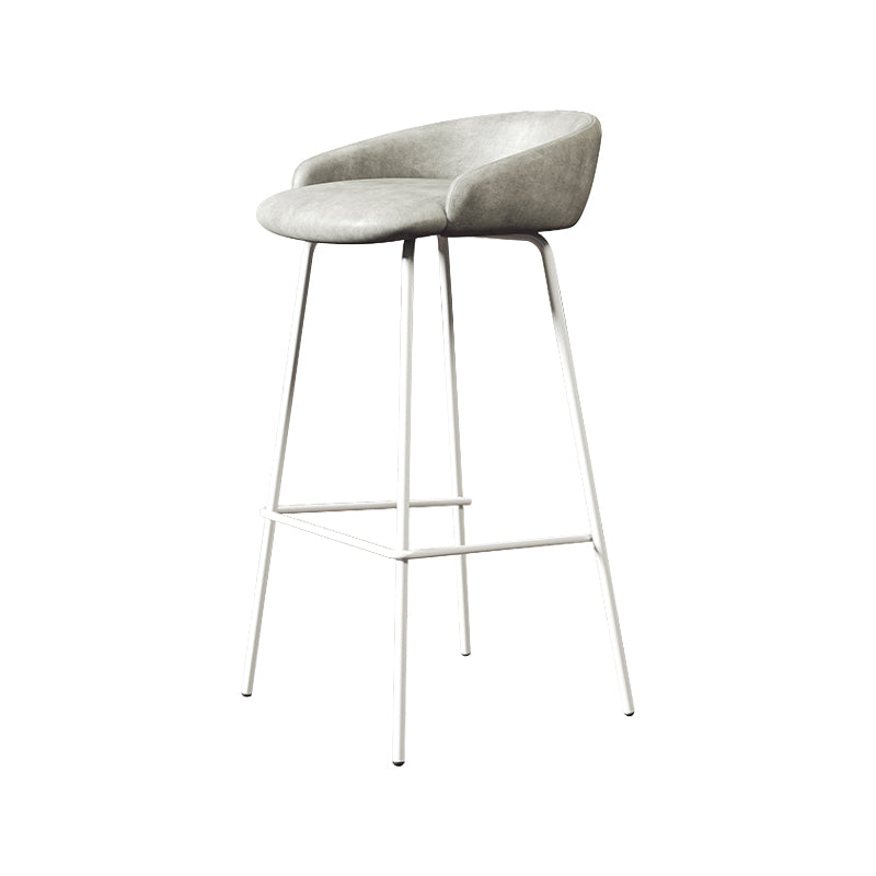 Glam Counter Bar Stool Armless Leather Bar Stool with Footrest Steel Base White Gray 1 Piece Clearhalo 'Bar Furniture' 'Bar Stools' 'bar_stools' 'furn' 'furn_bar_stools' 'furniture_bar_stools' 'Kitchen & Dining Furniture' 'kitchen&dining_furn' 'kitchen' 'kitchen_furn' Furniture' 4297253