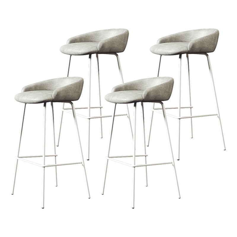 Glam Counter Bar Stool Armless Leather Bar Stool with Footrest Steel Base White Gray 4 Piece Set Clearhalo 'Bar Furniture' 'Bar Stools' 'bar_stools' 'furn' 'furn_bar_stools' 'furniture_bar_stools' 'Kitchen & Dining Furniture' 'kitchen&dining_furn' 'kitchen' 'kitchen_furn' Furniture' 4297255