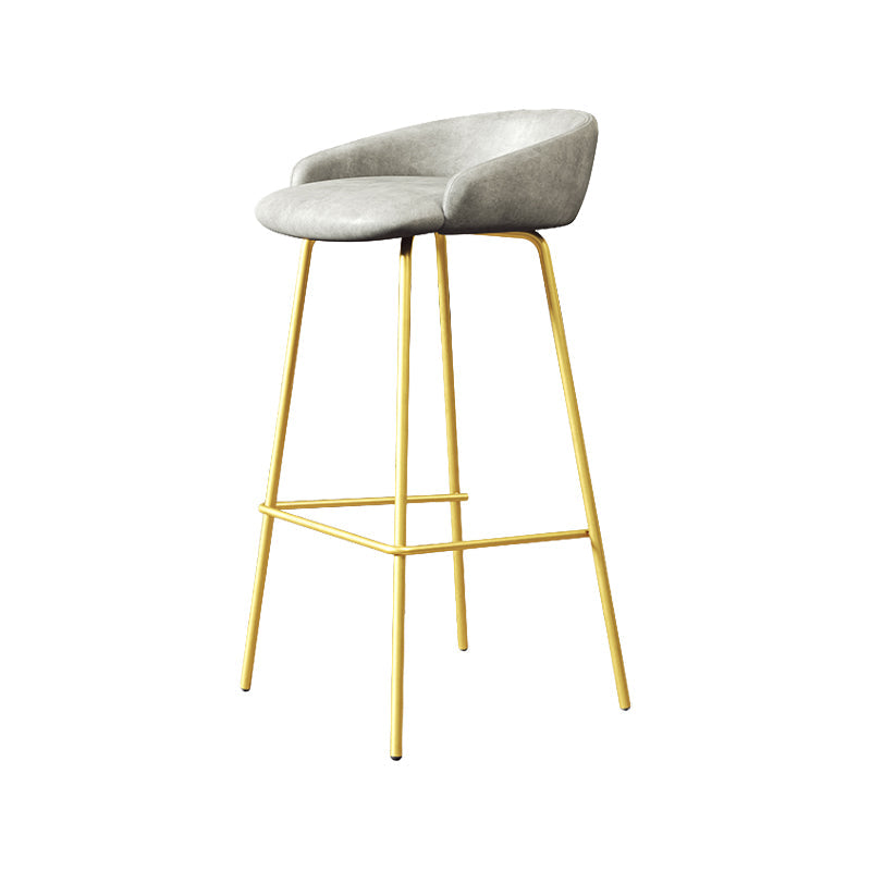 Glam Counter Bar Stool Armless Leather Bar Stool with Footrest Steel Base Gold Gray 1 Piece Clearhalo 'Bar Furniture' 'Bar Stools' 'bar_stools' 'furn' 'furn_bar_stools' 'furniture_bar_stools' 'Kitchen & Dining Furniture' 'kitchen&dining_furn' 'kitchen' 'kitchen_furn' Furniture' 4297256