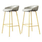 Glam Counter Bar Stool Armless Leather Bar Stool with Footrest Steel Base Gold Gray 2 Piece Set Clearhalo 'Bar Furniture' 'Bar Stools' 'bar_stools' 'furn' 'furn_bar_stools' 'furniture_bar_stools' 'Kitchen & Dining Furniture' 'kitchen&dining_furn' 'kitchen' 'kitchen_furn' Furniture' 4297257
