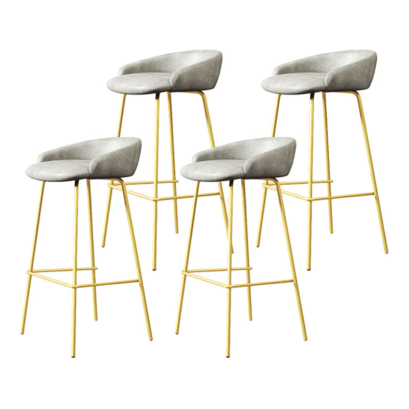 Glam Counter Bar Stool Armless Leather Bar Stool with Footrest Steel Base Gold Gray 4 Piece Set Clearhalo 'Bar Furniture' 'Bar Stools' 'bar_stools' 'furn' 'furn_bar_stools' 'furniture_bar_stools' 'Kitchen & Dining Furniture' 'kitchen&dining_furn' 'kitchen' 'kitchen_furn' Furniture' 4297258
