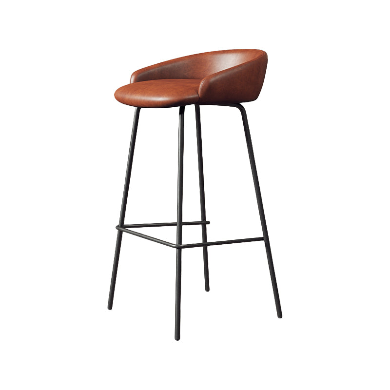Glam Counter Bar Stool Armless Leather Bar Stool with Footrest Steel Base Black Brown 1 Piece Clearhalo 'Bar Furniture' 'Bar Stools' 'bar_stools' 'furn' 'furn_bar_stools' 'furniture_bar_stools' 'Kitchen & Dining Furniture' 'kitchen&dining_furn' 'kitchen' 'kitchen_furn' Furniture' 4297259