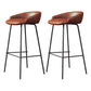 Glam Counter Bar Stool Armless Leather Bar Stool with Footrest Steel Base Black Brown 2 Piece Set Clearhalo 'Bar Furniture' 'Bar Stools' 'bar_stools' 'furn' 'furn_bar_stools' 'furniture_bar_stools' 'Kitchen & Dining Furniture' 'kitchen&dining_furn' 'kitchen' 'kitchen_furn' Furniture' 4297260