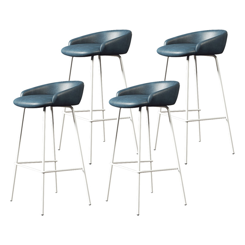 Glam Counter Bar Stool Armless Leather Bar Stool with Footrest Steel Base White Blue 4 Piece Set Clearhalo 'Bar Furniture' 'Bar Stools' 'bar_stools' 'furn' 'furn_bar_stools' 'furniture_bar_stools' 'Kitchen & Dining Furniture' 'kitchen&dining_furn' 'kitchen' 'kitchen_furn' Furniture' 4297264