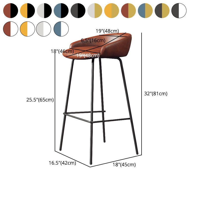 Glam Counter Bar Stool Armless Leather Bar Stool with Footrest Steel Base Clearhalo 'Bar Furniture' 'Bar Stools' 'bar_stools' 'furn' 'furn_bar_stools' 'furniture_bar_stools' 'Kitchen & Dining Furniture' 'kitchen&dining_furn' 'kitchen' 'kitchen_furn' Furniture' 4297265