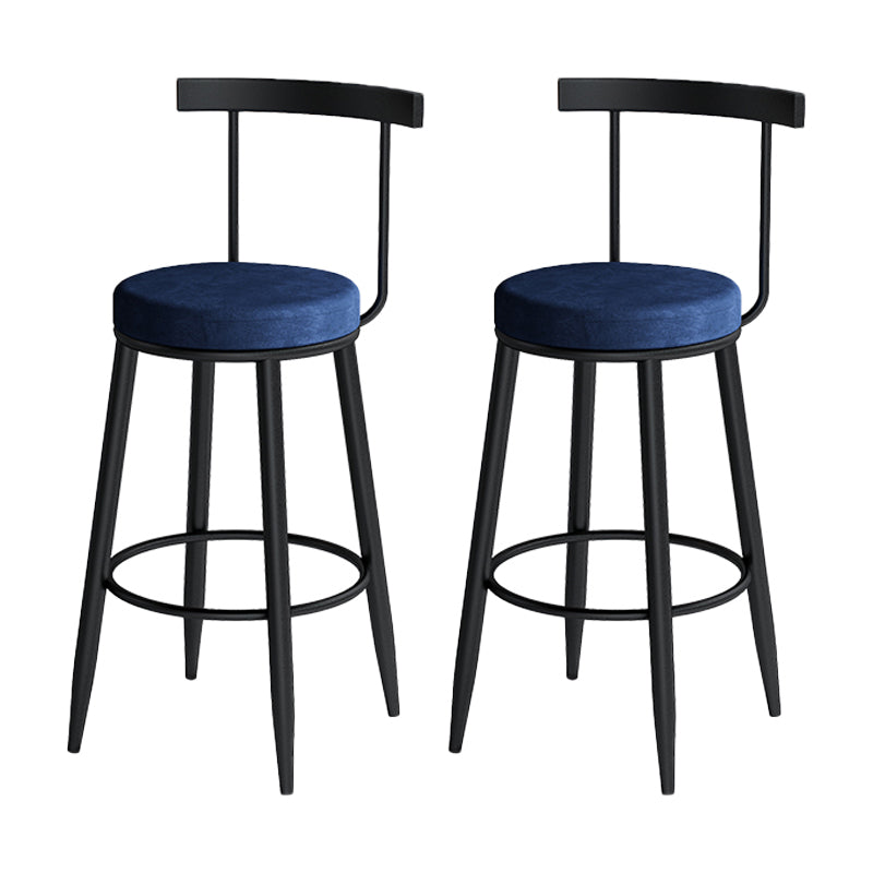 Modern Counter Round Bar Stool Armless Velvet Bar Stool with Footrest Iron Base Blue 2 Piece Set Clearhalo 'Bar Furniture' 'Bar Stools' 'bar_stools' 'furn' 'furn_bar_stools' 'furniture_bar_stools' 'Kitchen & Dining Furniture' 'kitchen&dining_furn' 'kitchen' 'kitchen_furn' Furniture' 4297268