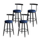 Modern Counter Round Bar Stool Armless Velvet Bar Stool with Footrest Iron Base Blue 4 Piece Set Clearhalo 'Bar Furniture' 'Bar Stools' 'bar_stools' 'furn' 'furn_bar_stools' 'furniture_bar_stools' 'Kitchen & Dining Furniture' 'kitchen&dining_furn' 'kitchen' 'kitchen_furn' Furniture' 4297271