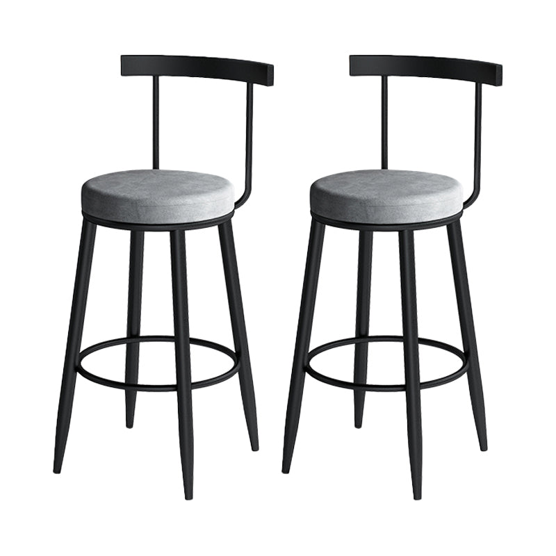Modern Counter Round Bar Stool Armless Velvet Bar Stool with Footrest Iron Base Gray 2 Piece Set Clearhalo 'Bar Furniture' 'Bar Stools' 'bar_stools' 'furn' 'furn_bar_stools' 'furniture_bar_stools' 'Kitchen & Dining Furniture' 'kitchen&dining_furn' 'kitchen' 'kitchen_furn' Furniture' 4297272