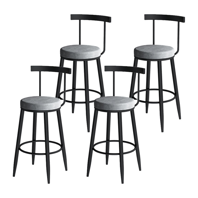 Modern Counter Round Bar Stool Armless Velvet Bar Stool with Footrest Iron Base Gray 4 Piece Set Clearhalo 'Bar Furniture' 'Bar Stools' 'bar_stools' 'furn' 'furn_bar_stools' 'furniture_bar_stools' 'Kitchen & Dining Furniture' 'kitchen&dining_furn' 'kitchen' 'kitchen_furn' Furniture' 4297274