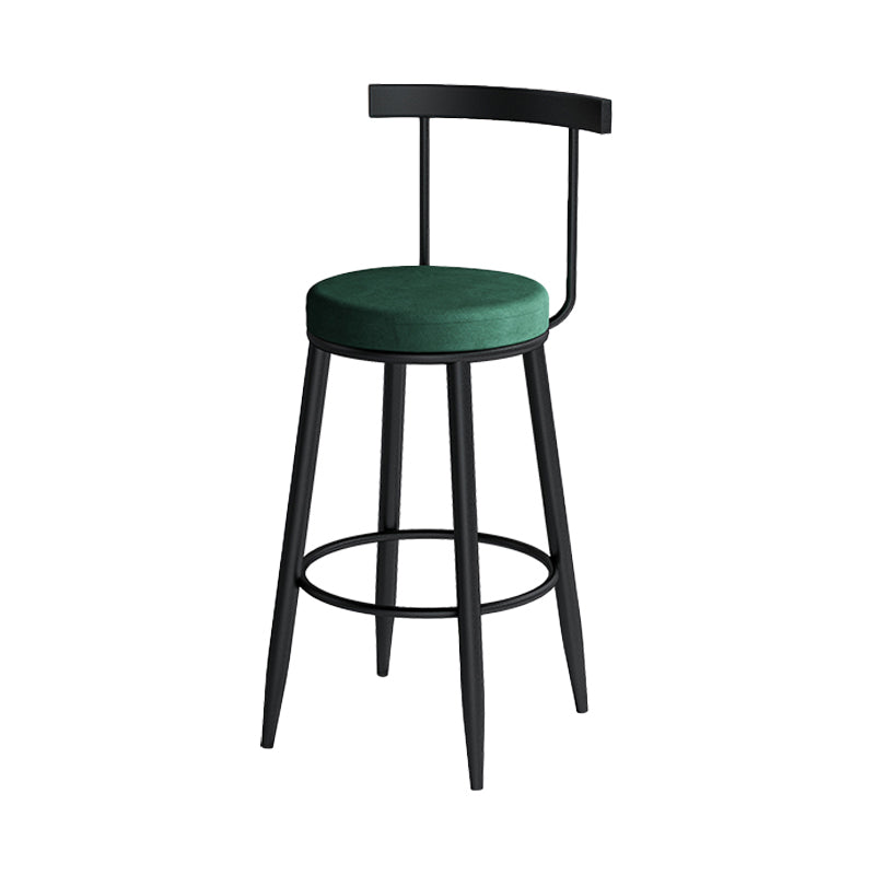 Modern Counter Round Bar Stool Armless Velvet Bar Stool with Footrest Iron Base Clearhalo 'Bar Furniture' 'Bar Stools' 'bar_stools' 'furn' 'furn_bar_stools' 'furniture_bar_stools' 'Kitchen & Dining Furniture' 'kitchen&dining_furn' 'kitchen' 'kitchen_furn' Furniture' 4297275