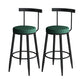 Modern Counter Round Bar Stool Armless Velvet Bar Stool with Footrest Iron Base Green 2 Piece Set Clearhalo 'Bar Furniture' 'Bar Stools' 'bar_stools' 'furn' 'furn_bar_stools' 'furniture_bar_stools' 'Kitchen & Dining Furniture' 'kitchen&dining_furn' 'kitchen' 'kitchen_furn' Furniture' 4297277