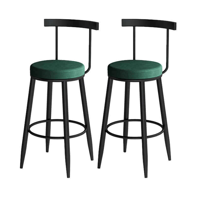Modern Counter Round Bar Stool Armless Velvet Bar Stool with Footrest Iron Base Green 2 Piece Set Clearhalo 'Bar Furniture' 'Bar Stools' 'bar_stools' 'furn' 'furn_bar_stools' 'furniture_bar_stools' 'Kitchen & Dining Furniture' 'kitchen&dining_furn' 'kitchen' 'kitchen_furn' Furniture' 4297277