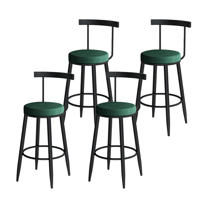Modern Counter Round Bar Stool Armless Velvet Bar Stool with Footrest Iron Base Green 4 Piece Set Clearhalo 'Bar Furniture' 'Bar Stools' 'bar_stools' 'furn' 'furn_bar_stools' 'furniture_bar_stools' 'Kitchen & Dining Furniture' 'kitchen&dining_furn' 'kitchen' 'kitchen_furn' Furniture' 4297278