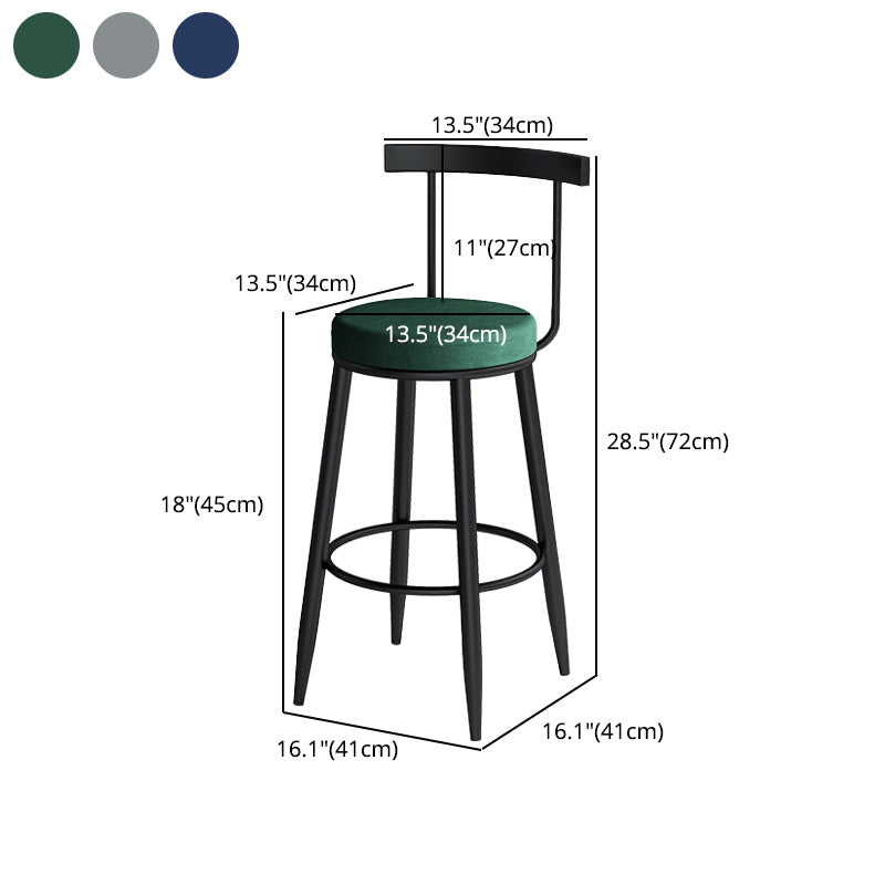 Modern Counter Round Bar Stool Armless Velvet Bar Stool with Footrest Iron Base Clearhalo 'Bar Furniture' 'Bar Stools' 'bar_stools' 'furn' 'furn_bar_stools' 'furniture_bar_stools' 'Kitchen & Dining Furniture' 'kitchen&dining_furn' 'kitchen' 'kitchen_furn' Furniture' 4297285
