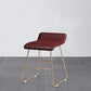 Glam Counter Round Bar Stool Armless Leather Bar Stool with Footrest Iron Base Red 1 Piece Short Stool(18"H) Clearhalo 'Bar Furniture' 'Bar Stools' 'bar_stools' 'furn' 'furn_bar_stools' 'furniture_bar_stools' 'Kitchen & Dining Furniture' 'kitchen&dining_furn' 'kitchen' 'kitchen_furn' Furniture' 4297316