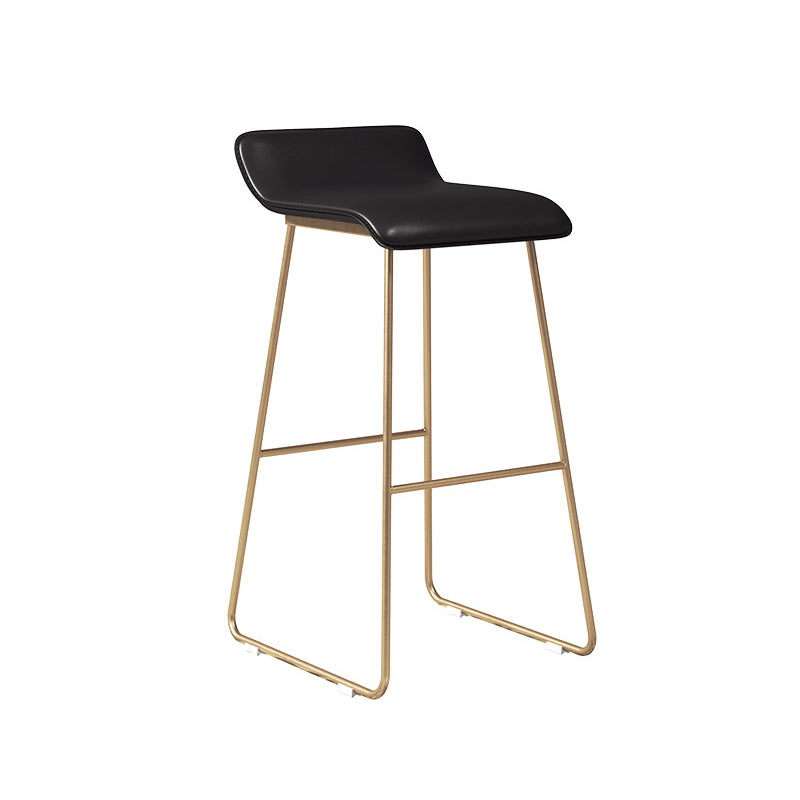 Glam Counter Round Bar Stool Armless Leather Bar Stool with Footrest Iron Base Clearhalo 'Bar Furniture' 'Bar Stools' 'bar_stools' 'furn' 'furn_bar_stools' 'furniture_bar_stools' 'Kitchen & Dining Furniture' 'kitchen&dining_furn' 'kitchen' 'kitchen_furn' Furniture' 4297323