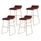 Glam Counter Round Bar Stool Armless Leather Bar Stool with Footrest Iron Base Red 4 Piece Set Counter Stool(26"H) Clearhalo 'Bar Furniture' 'Bar Stools' 'bar_stools' 'furn' 'furn_bar_stools' 'furniture_bar_stools' 'Kitchen & Dining Furniture' 'kitchen&dining_furn' 'kitchen' 'kitchen_furn' Furniture' 4297326