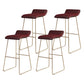 Glam Counter Round Bar Stool Armless Leather Bar Stool with Footrest Iron Base Red 4 Piece Set Bar Stool(30"H) Clearhalo 'Bar Furniture' 'Bar Stools' 'bar_stools' 'furn' 'furn_bar_stools' 'furniture_bar_stools' 'Kitchen & Dining Furniture' 'kitchen&dining_furn' 'kitchen' 'kitchen_furn' Furniture' 4297331