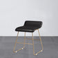 Glam Counter Round Bar Stool Armless Leather Bar Stool with Footrest Iron Base Black 1 Piece Short Stool(18"H) Clearhalo 'Bar Furniture' 'Bar Stools' 'bar_stools' 'furn' 'furn_bar_stools' 'furniture_bar_stools' 'Kitchen & Dining Furniture' 'kitchen&dining_furn' 'kitchen' 'kitchen_furn' Furniture' 4297333