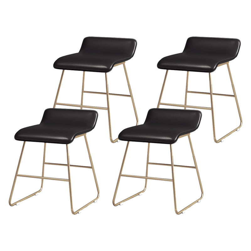 Glam Counter Round Bar Stool Armless Leather Bar Stool with Footrest Iron Base Black 4 Piece Set Short Stool(18"H) Clearhalo 'Bar Furniture' 'Bar Stools' 'bar_stools' 'furn' 'furn_bar_stools' 'furniture_bar_stools' 'Kitchen & Dining Furniture' 'kitchen&dining_furn' 'kitchen' 'kitchen_furn' Furniture' 4297335