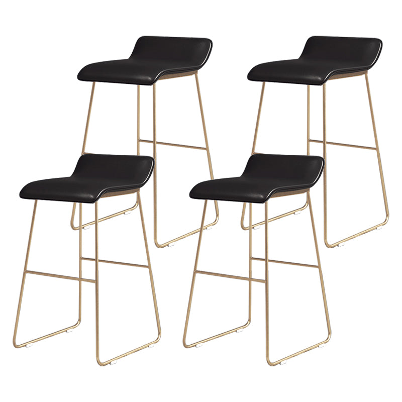 Glam Counter Round Bar Stool Armless Leather Bar Stool with Footrest Iron Base Black 4 Piece Set Counter Stool(26"H) Clearhalo 'Bar Furniture' 'Bar Stools' 'bar_stools' 'furn' 'furn_bar_stools' 'furniture_bar_stools' 'Kitchen & Dining Furniture' 'kitchen&dining_furn' 'kitchen' 'kitchen_furn' Furniture' 4297338