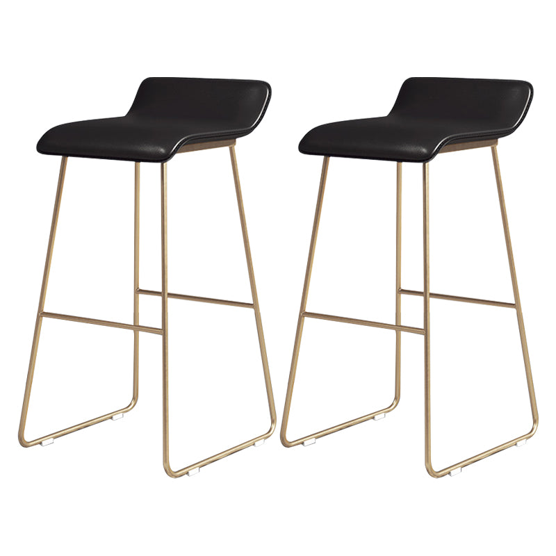 Glam Counter Round Bar Stool Armless Leather Bar Stool with Footrest Iron Base Black 2 Piece Set Bar Stool(30"H) Clearhalo 'Bar Furniture' 'Bar Stools' 'bar_stools' 'furn' 'furn_bar_stools' 'furniture_bar_stools' 'Kitchen & Dining Furniture' 'kitchen&dining_furn' 'kitchen' 'kitchen_furn' Furniture' 4297339