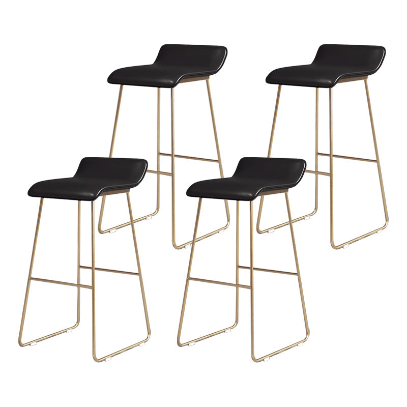 Glam Counter Round Bar Stool Armless Leather Bar Stool with Footrest Iron Base Black 4 Piece Set Bar Stool(30"H) Clearhalo 'Bar Furniture' 'Bar Stools' 'bar_stools' 'furn' 'furn_bar_stools' 'furniture_bar_stools' 'Kitchen & Dining Furniture' 'kitchen&dining_furn' 'kitchen' 'kitchen_furn' Furniture' 4297340