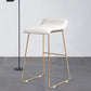 Glam Counter Round Bar Stool Armless Leather Bar Stool with Footrest Iron Base White 1 Piece Counter Stool(26"H) Clearhalo 'Bar Furniture' 'Bar Stools' 'bar_stools' 'furn' 'furn_bar_stools' 'furniture_bar_stools' 'Kitchen & Dining Furniture' 'kitchen&dining_furn' 'kitchen' 'kitchen_furn' Furniture' 4297344
