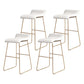 Glam Counter Round Bar Stool Armless Leather Bar Stool with Footrest Iron Base White 4 Piece Set Counter Stool(26"H) Clearhalo 'Bar Furniture' 'Bar Stools' 'bar_stools' 'furn' 'furn_bar_stools' 'furniture_bar_stools' 'Kitchen & Dining Furniture' 'kitchen&dining_furn' 'kitchen' 'kitchen_furn' Furniture' 4297346