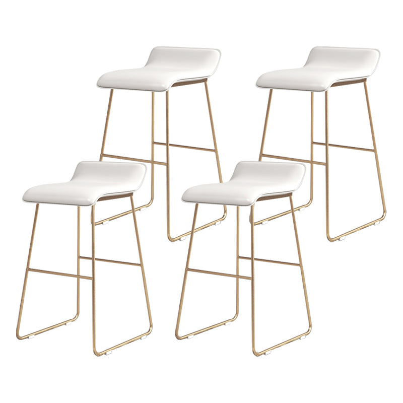 Glam Counter Round Bar Stool Armless Leather Bar Stool with Footrest Iron Base White 4 Piece Set Counter Stool(26"H) Clearhalo 'Bar Furniture' 'Bar Stools' 'bar_stools' 'furn' 'furn_bar_stools' 'furniture_bar_stools' 'Kitchen & Dining Furniture' 'kitchen&dining_furn' 'kitchen' 'kitchen_furn' Furniture' 4297346