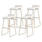 Glam Counter Round Bar Stool Armless Leather Bar Stool with Footrest Iron Base White 4 Piece Set Bar Stool(30"H) Clearhalo 'Bar Furniture' 'Bar Stools' 'bar_stools' 'furn' 'furn_bar_stools' 'furniture_bar_stools' 'Kitchen & Dining Furniture' 'kitchen&dining_furn' 'kitchen' 'kitchen_furn' Furniture' 4297348