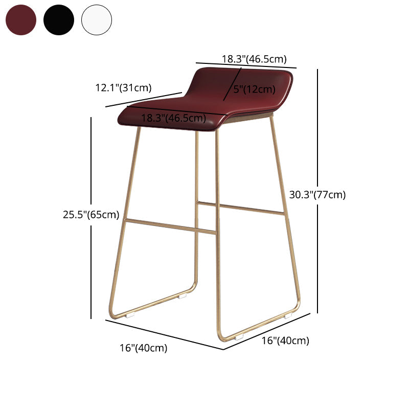 Glam Counter Round Bar Stool Armless Leather Bar Stool with Footrest Iron Base Clearhalo 'Bar Furniture' 'Bar Stools' 'bar_stools' 'furn' 'furn_bar_stools' 'furniture_bar_stools' 'Kitchen & Dining Furniture' 'kitchen&dining_furn' 'kitchen' 'kitchen_furn' Furniture' 4297350