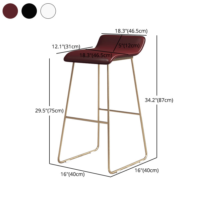 Glam Counter Round Bar Stool Armless Leather Bar Stool with Footrest Iron Base Clearhalo 'Bar Furniture' 'Bar Stools' 'bar_stools' 'furn' 'furn_bar_stools' 'furniture_bar_stools' 'Kitchen & Dining Furniture' 'kitchen&dining_furn' 'kitchen' 'kitchen_furn' Furniture' 4297351