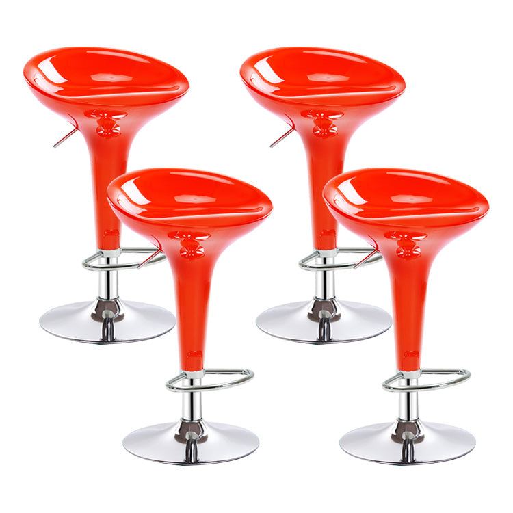 Modern Liftable Rotatable Counter Stool Steel Household Bar Stool with Pedal Orange 4 Piece Set Clearhalo 'Bar Furniture' 'Bar Stools' 'bar_stools' 'furn' 'furn_bar_stools' 'furniture_bar_stools' 'Kitchen & Dining Furniture' 'kitchen&dining_furn' 'kitchen' 'kitchen_furn' Furniture' 4297438