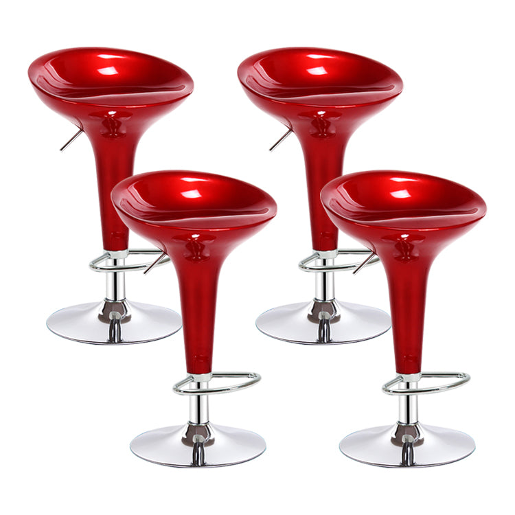 Modern Liftable Rotatable Counter Stool Steel Household Bar Stool with Pedal Burgundy 4 Piece Set Clearhalo 'Bar Furniture' 'Bar Stools' 'bar_stools' 'furn' 'furn_bar_stools' 'furniture_bar_stools' 'Kitchen & Dining Furniture' 'kitchen&dining_furn' 'kitchen' 'kitchen_furn' Furniture' 4297449